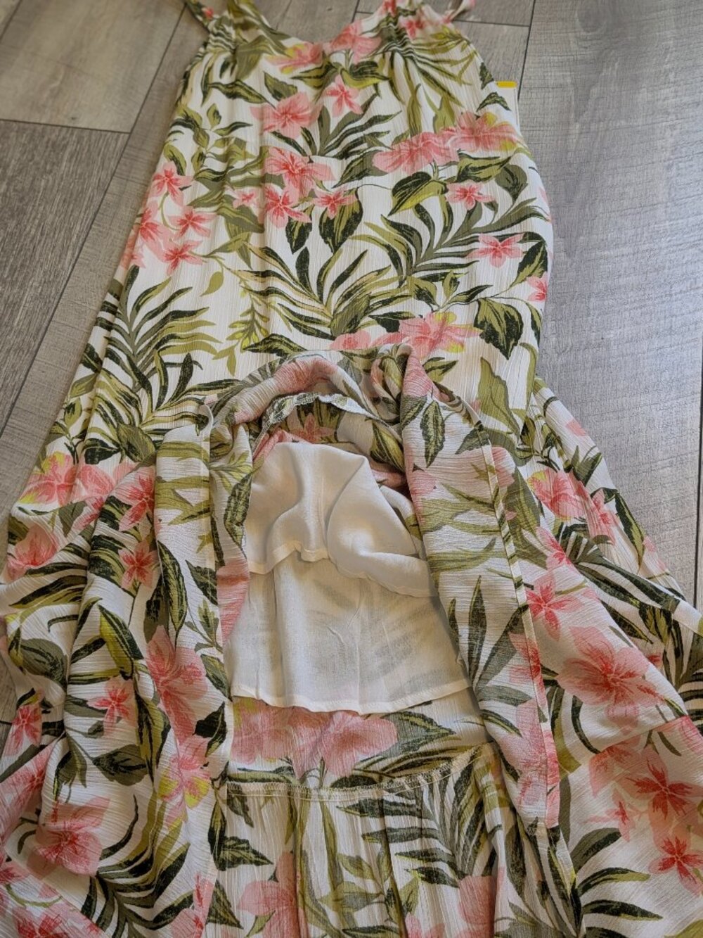 Hurley Pink Green Tropical Floral Empire Sleeveless Maxi Dress S Coastal Resort - Picture 9 of 15